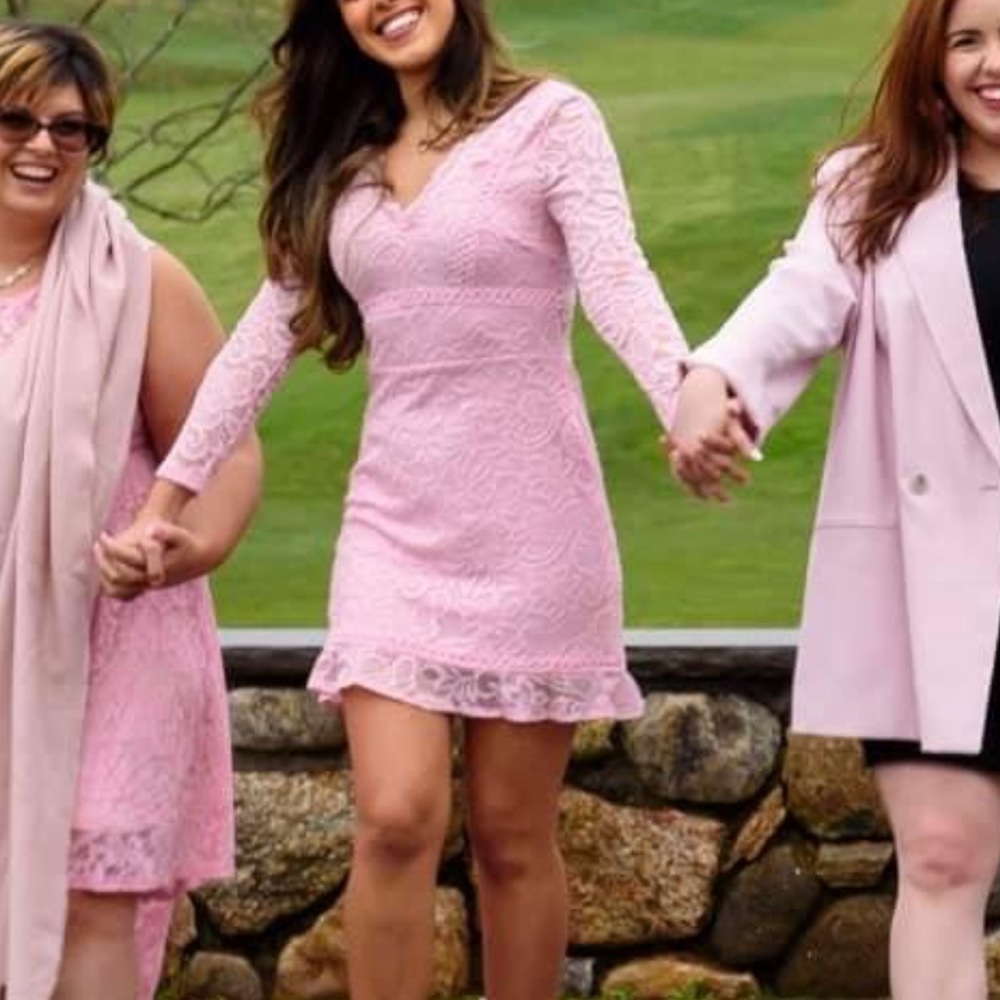 SHEIN Emily Bazar size S pink long sleeve lace dress